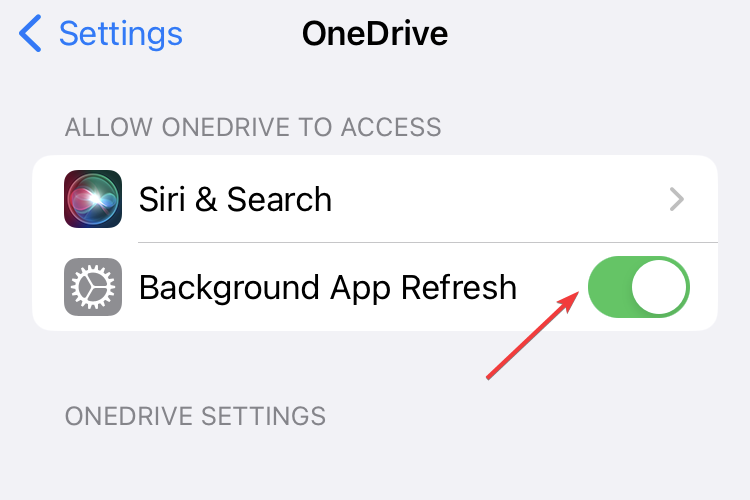 background app refresh to fix OneDrive files not syncing on iPad