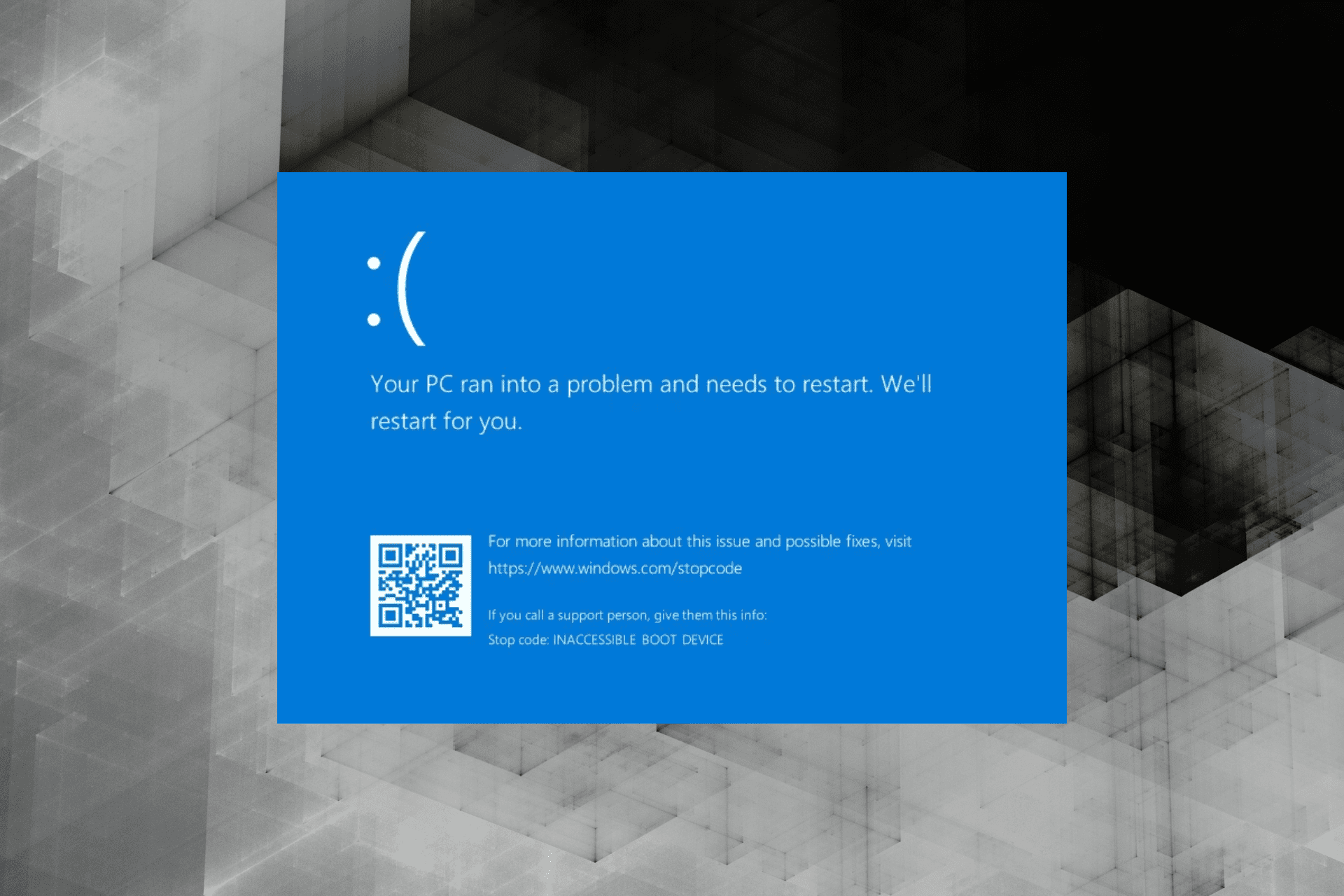 fix Inaccessible Boot Device BSOD error in Windows