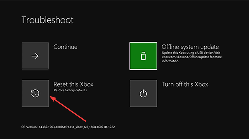 Reset this Xbox -xbox one system error e208