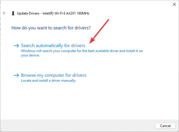 Search automatically Network drivers