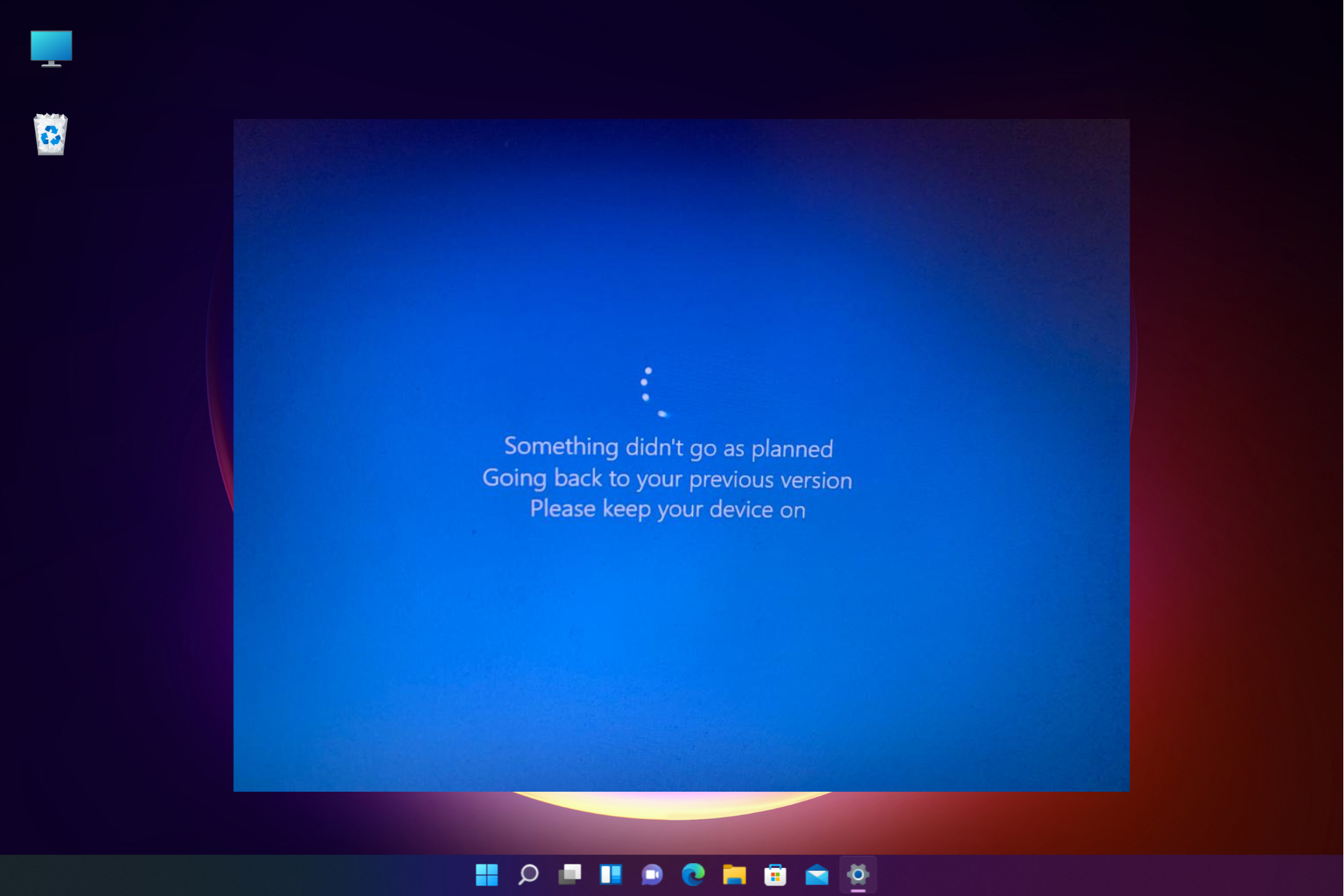 computer stuck on something didn't go as planned