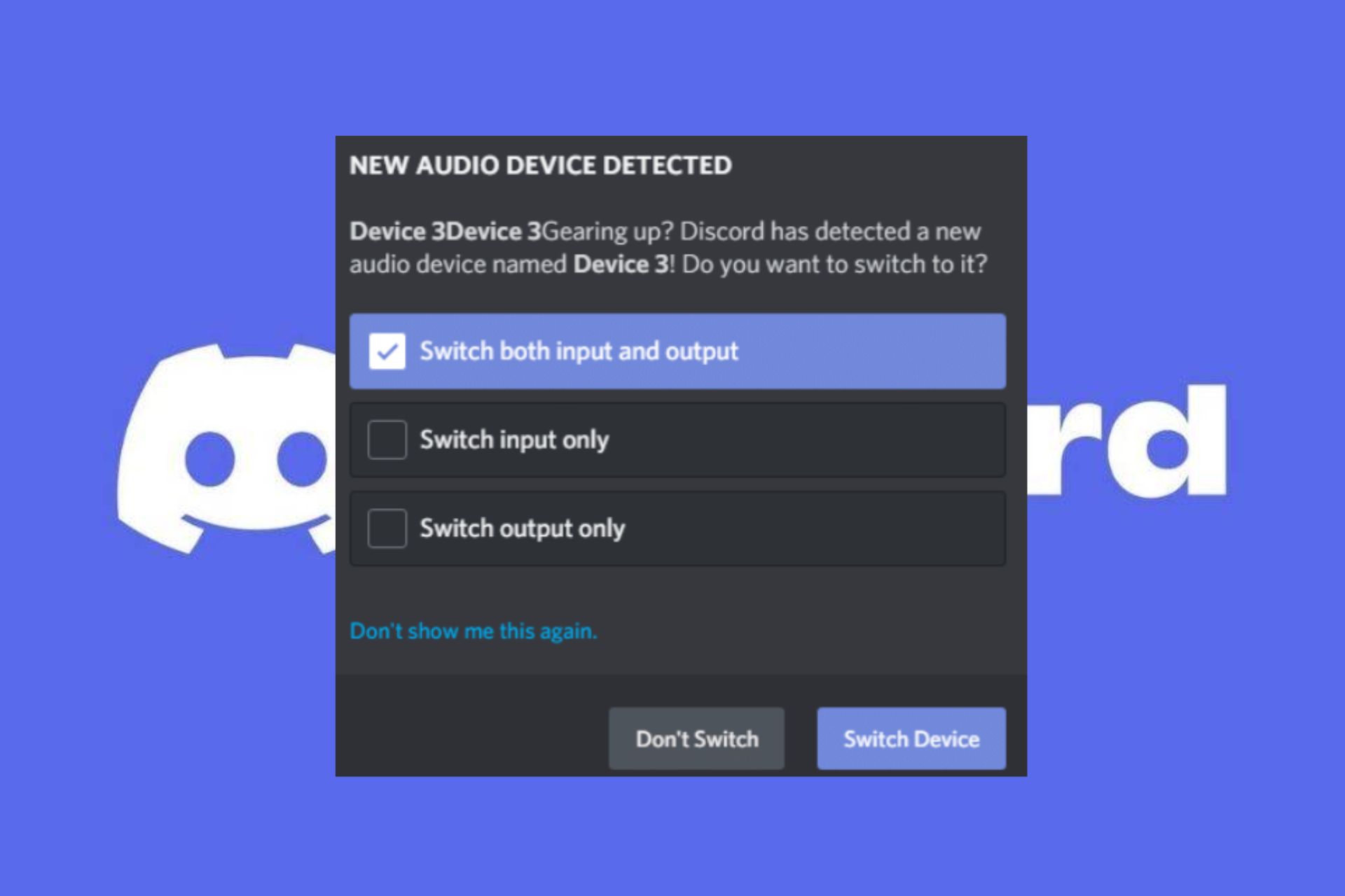 Discord keeps asking to switch audio device