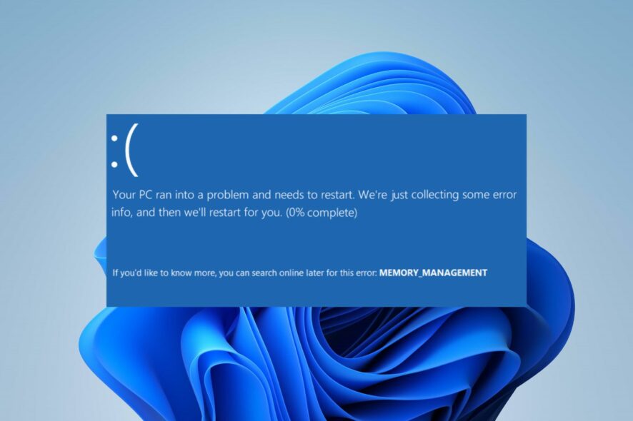 Memory Management Blue Screen: How to Fix This Error