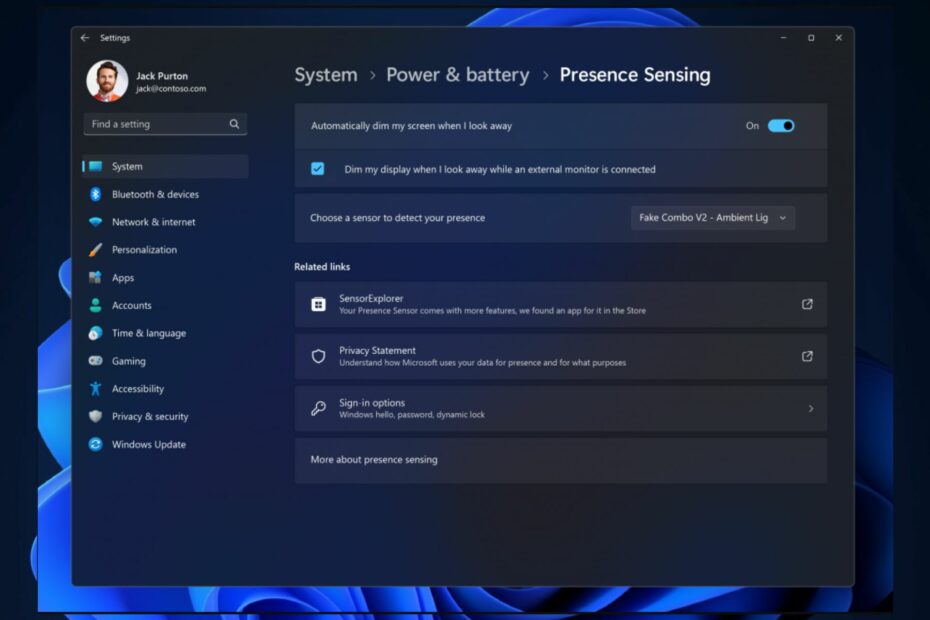 How to access presence sensing feature on Windows 11