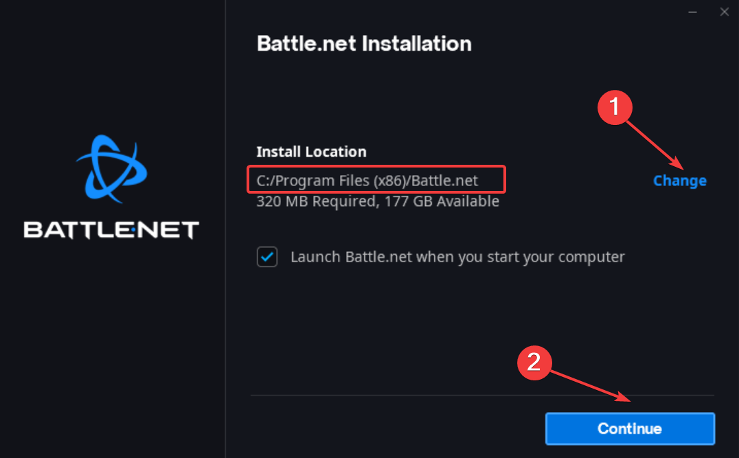 change path to fix battle.net unexpected error