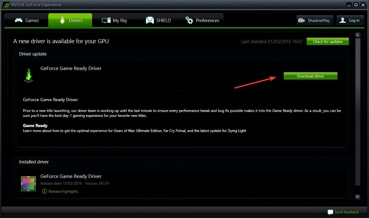 Download drivers to fix nvidia drivers that are incompatible with this version of Windows