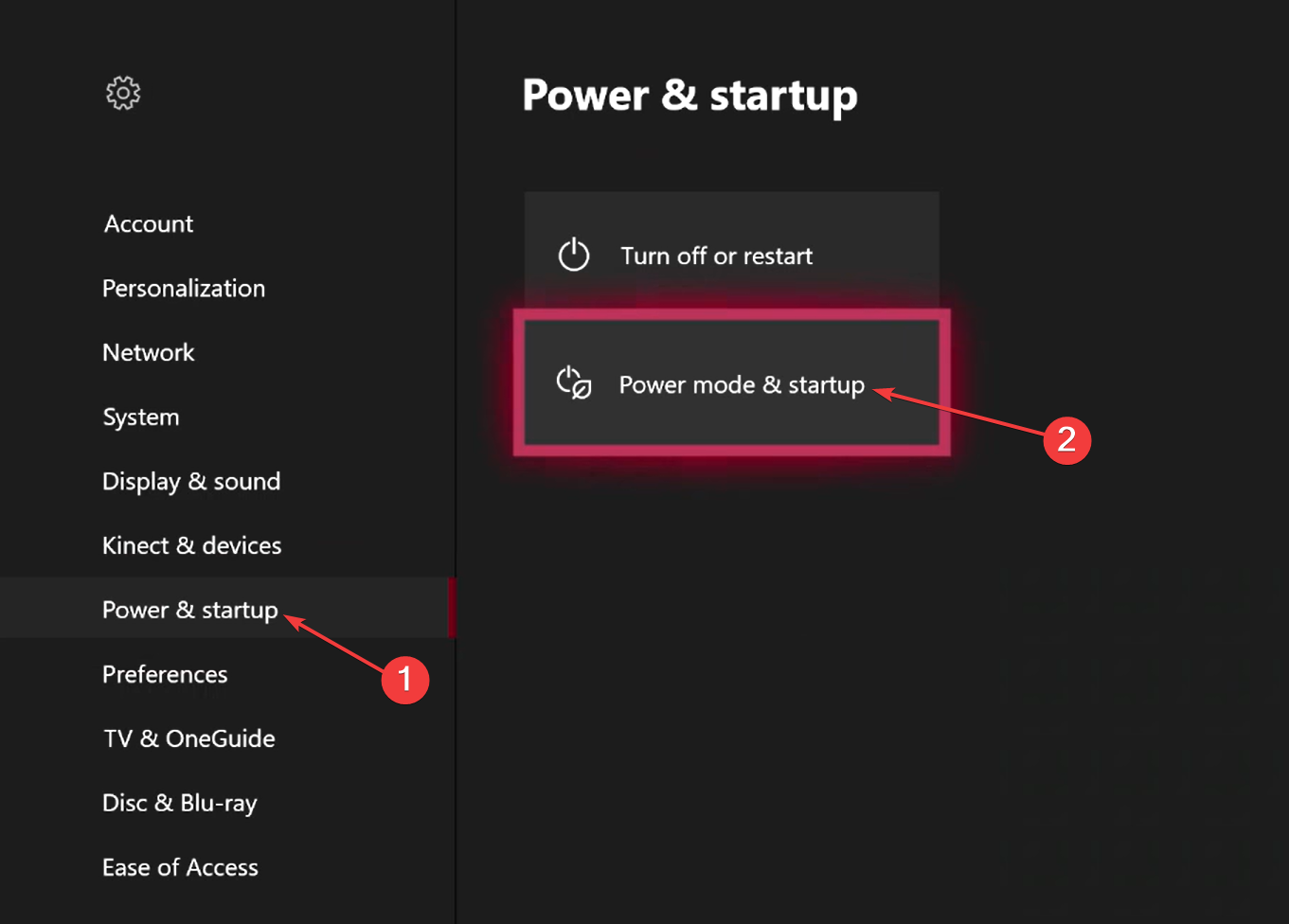 power mode to fix Xbox One not reading disc