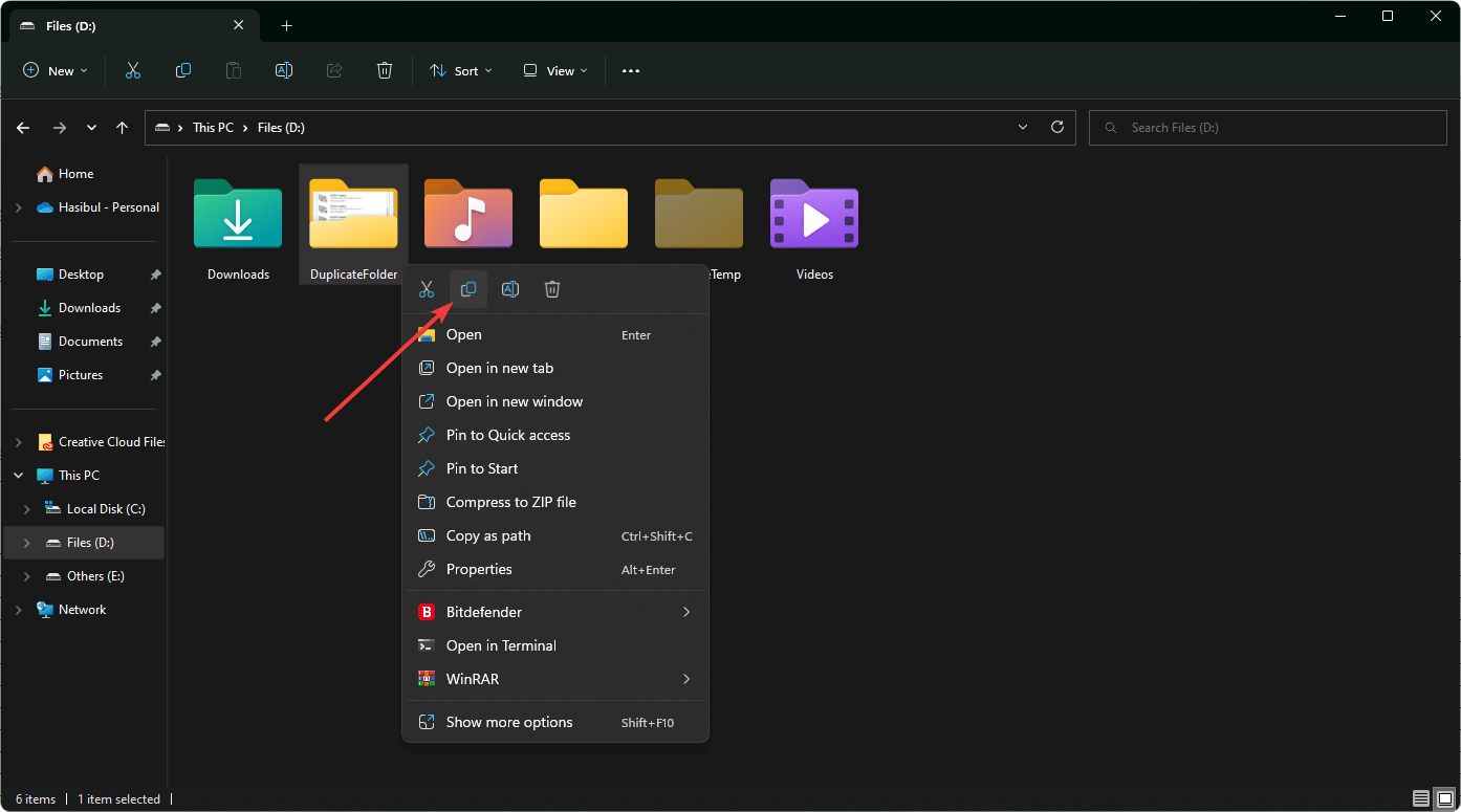 copying duplicate folder windows 11