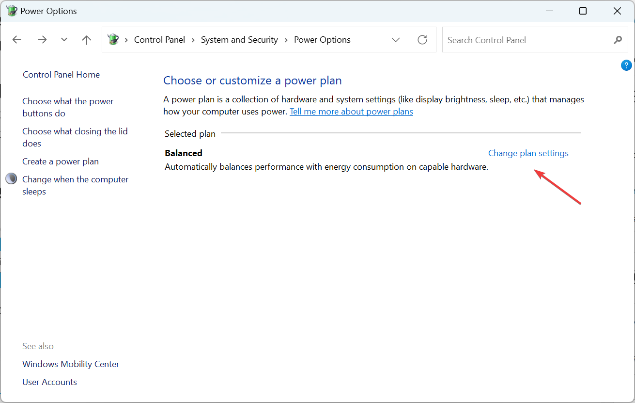 cambiar la configuración del plan para reparar el sobrecalentamiento de Microsoft Surface
