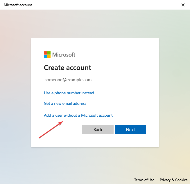 local account to fix cannot connect L2TP VPN Windows 10