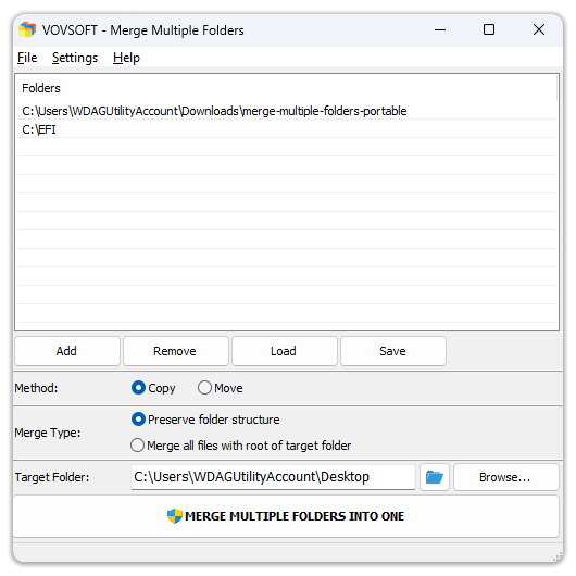 merge multiple folders screenshot third-party tool vovo soft