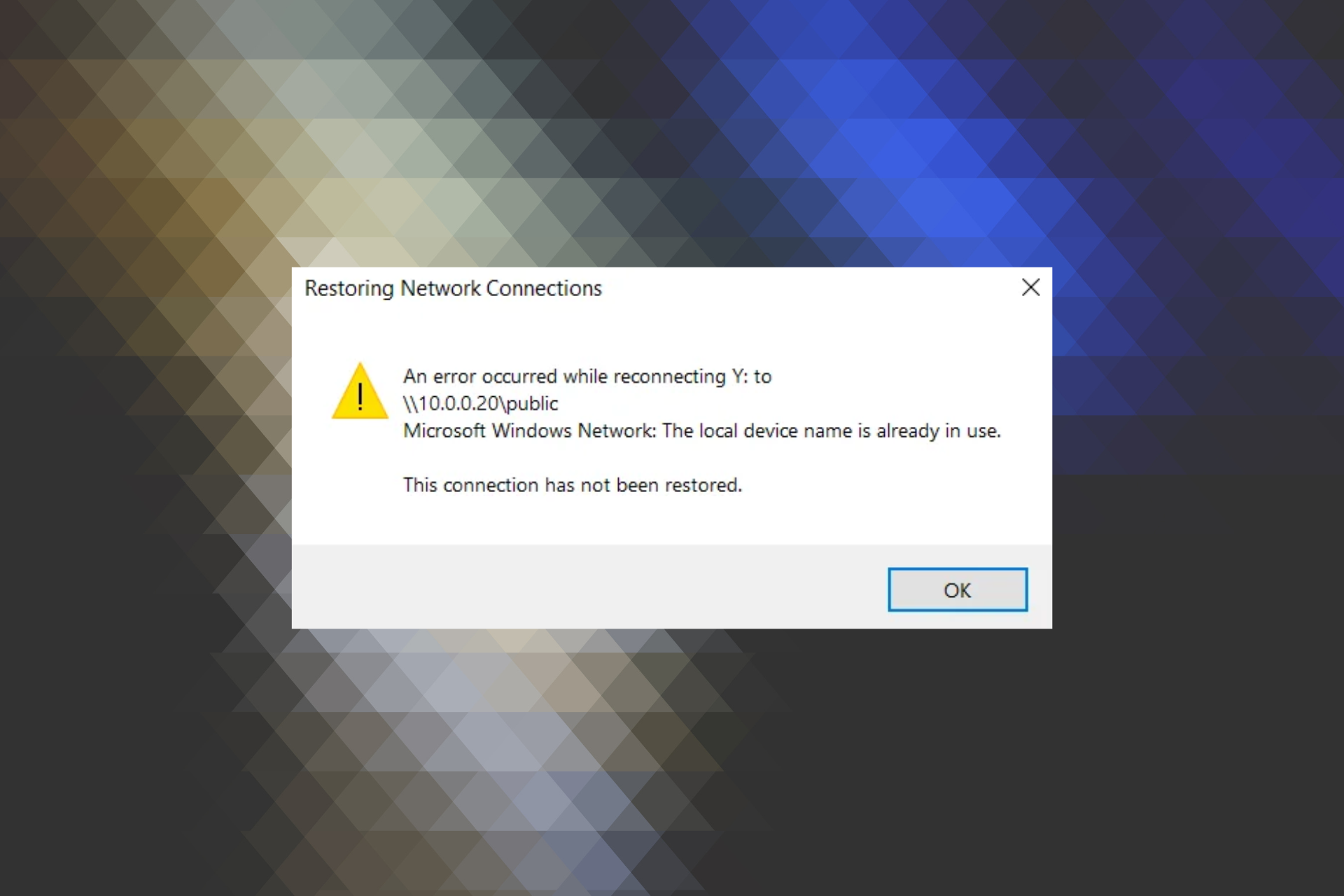 fix the the local device name is already in use error in windows 10