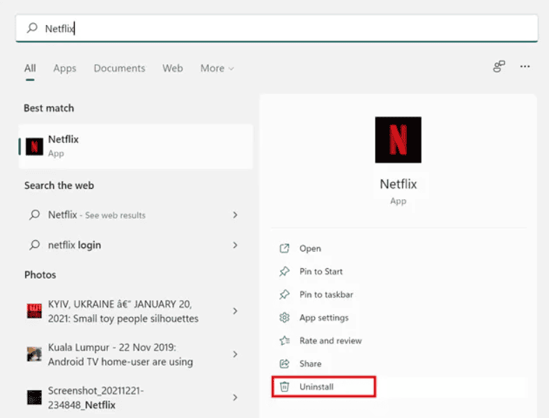 uninstall netflix
