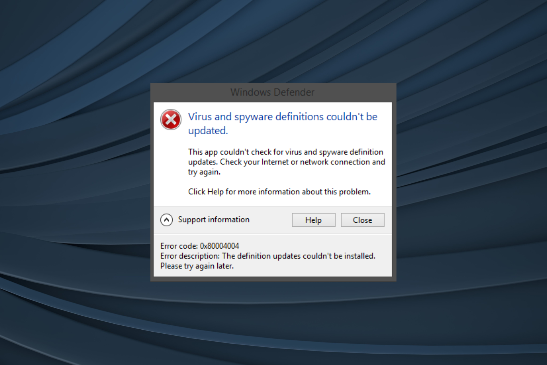fix 0x80004004 in Windows Defender