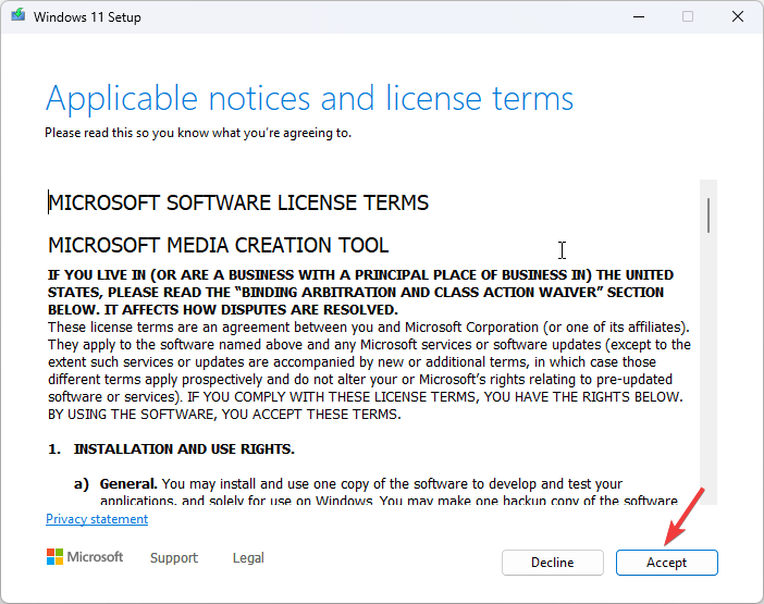 Schritt 1 des Windows 11-Setups akzeptieren Insgesamt identifizierte Windows-Installationen: 0