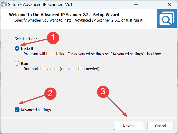 advanced settings to fix advanced ip scanner error