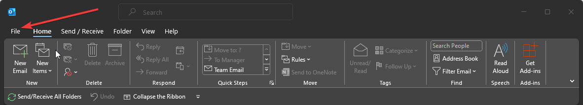 File add a shared mailbox in outlook