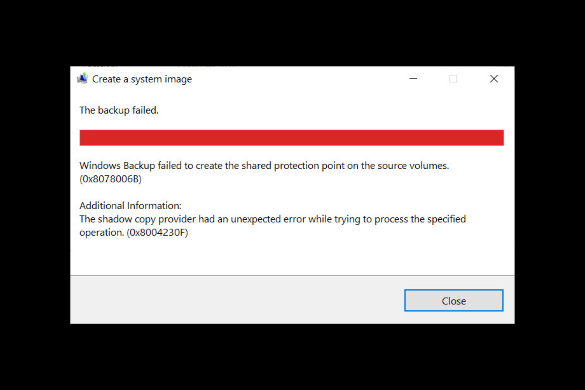 Fix 0x8004230f shadow copy provider error