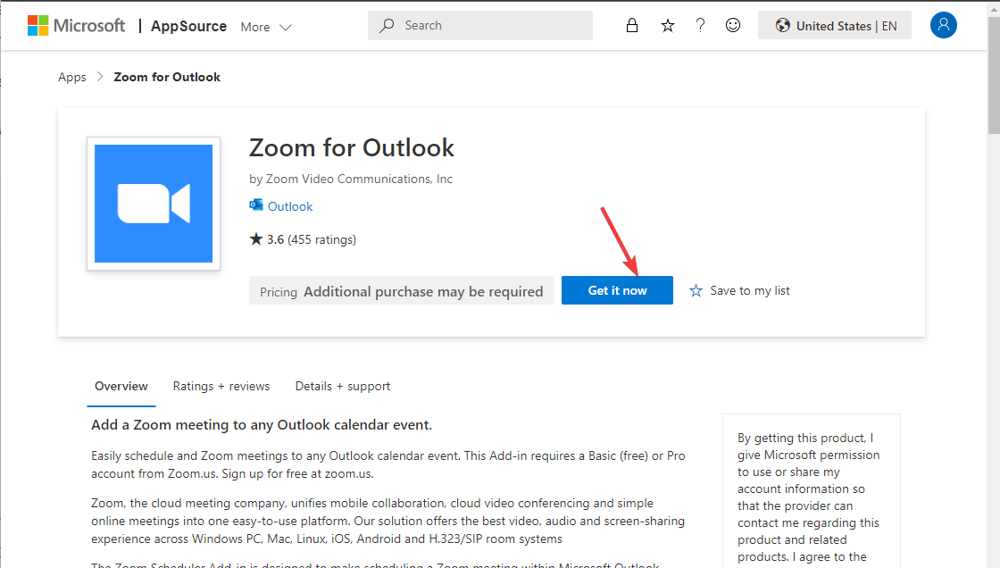 GET IT NOW OWA zoom plugin for outlook
