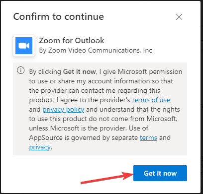 Get it now 2  Continue zoom plugin for outlook