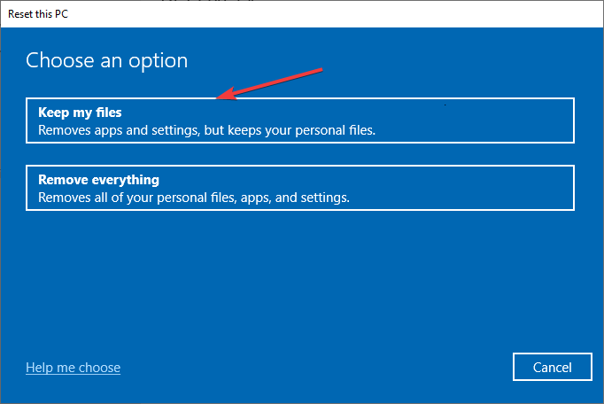 Keep my Files Windows 10 Reset PC