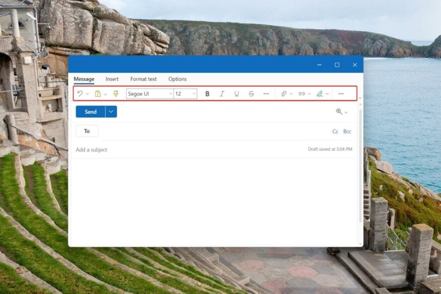 Missing toolbar in Outlook