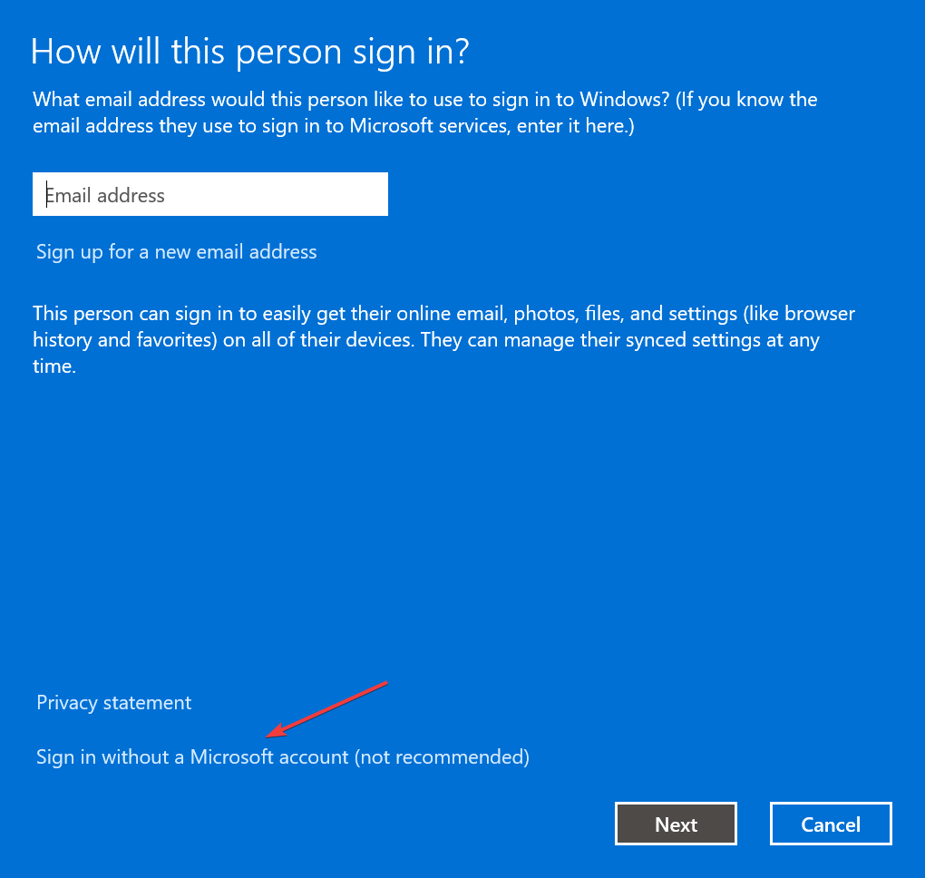 היכנס ללא חשבון Microsoft