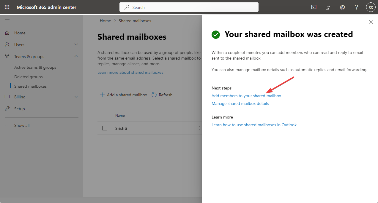 Next steps add a shared mailbox in outlook