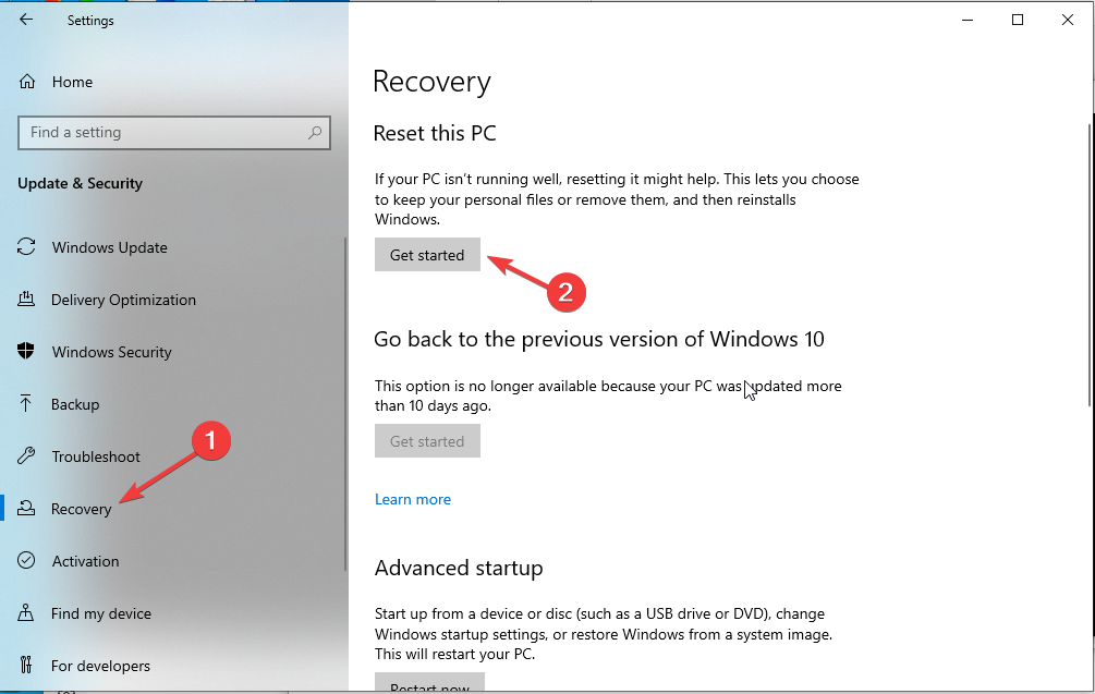 Recovery Reset Windows 10 PC Error 0x80070006
