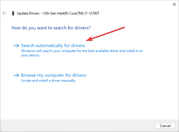 Search automatically for drivers device manager has multiple processors