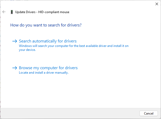 Search automatically mice driver