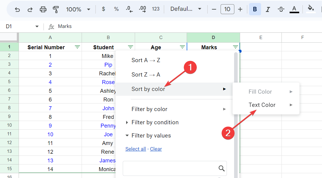 How to Sort Google Sheets by Color in 4 Easy Steps - 1