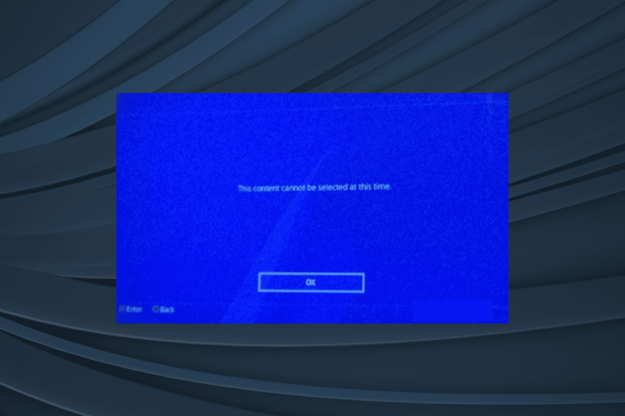 fix This content cannot be selected at this time error on PS4