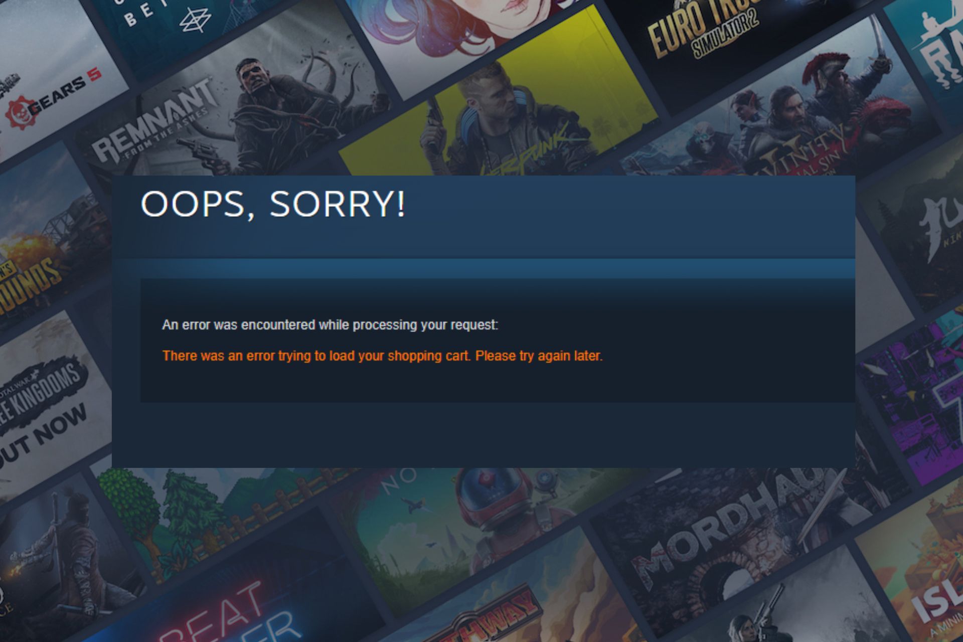 steam there was an error trying to load your shopping cart