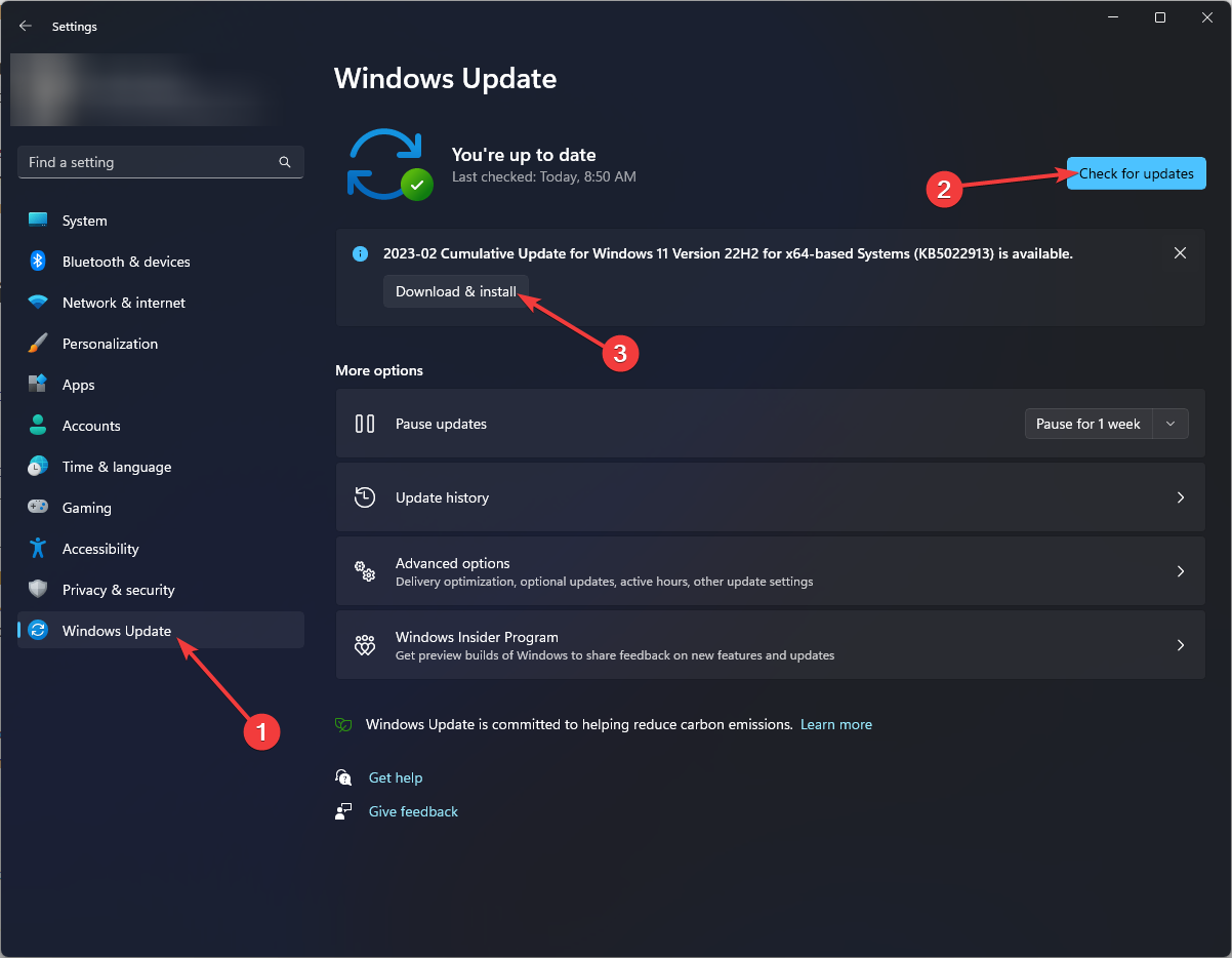 Windows Update Check for updates