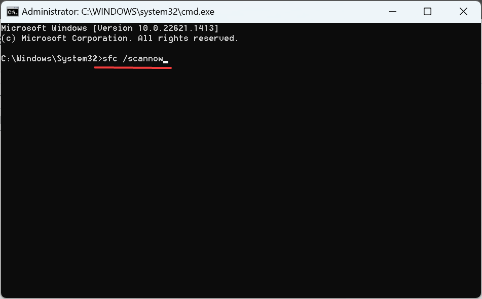 סריקת SFC כדי לתקן סריקה לא מקוונת של Windows Defender לא עובדת