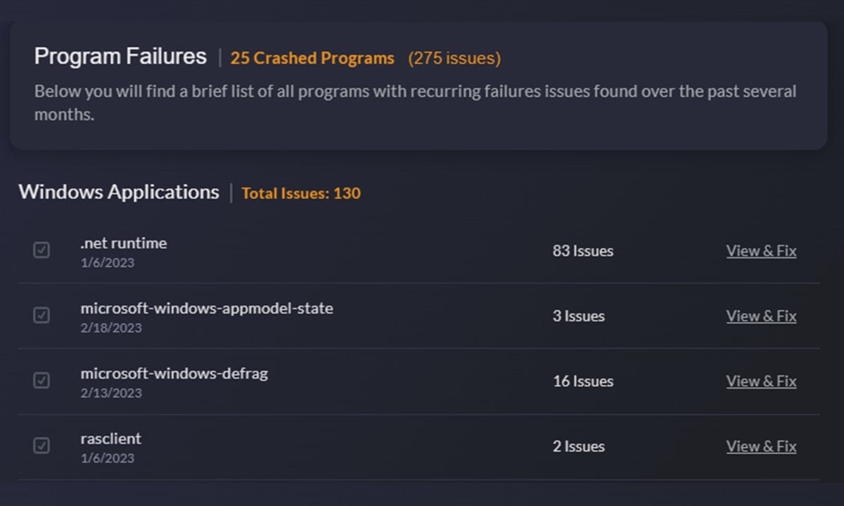 Fortect crashed programs