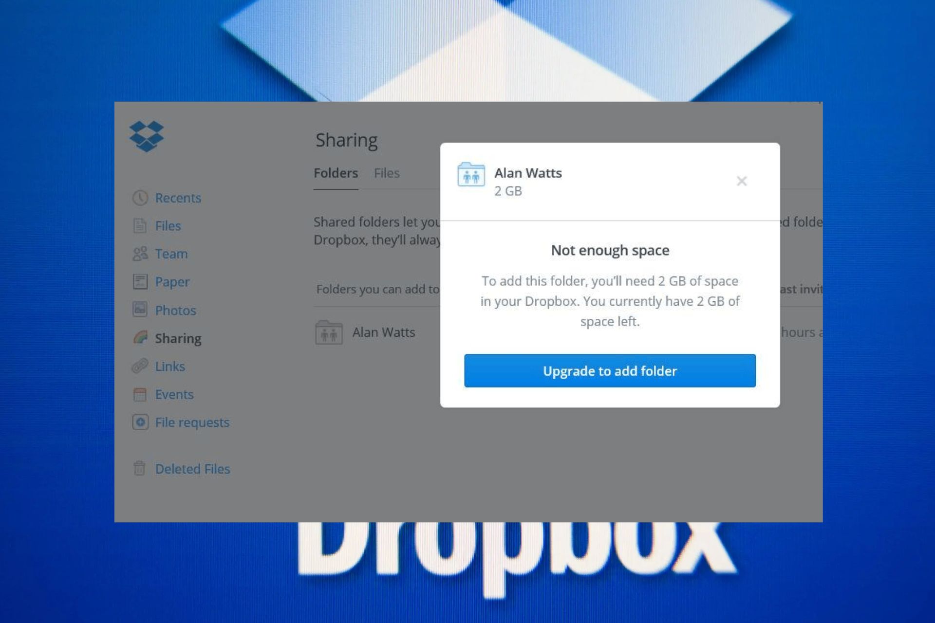 Fix: Dropbox Not Enough Space to Access Folder