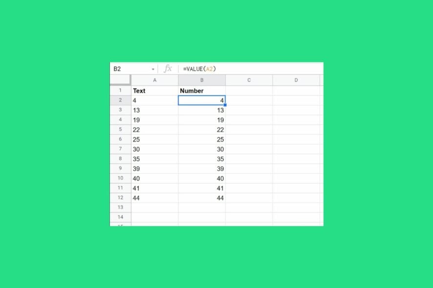 Google Sheets Convert Text to Number