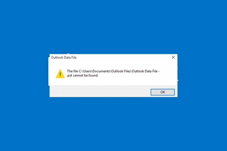 pst file cannot be found error