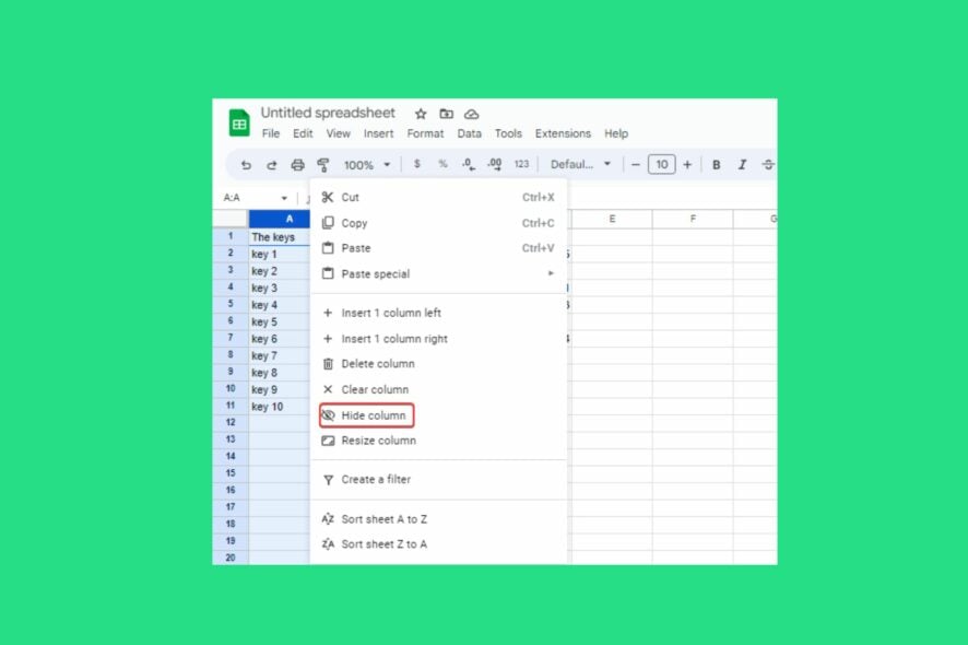 How to Hide Columns in Google Sheets
