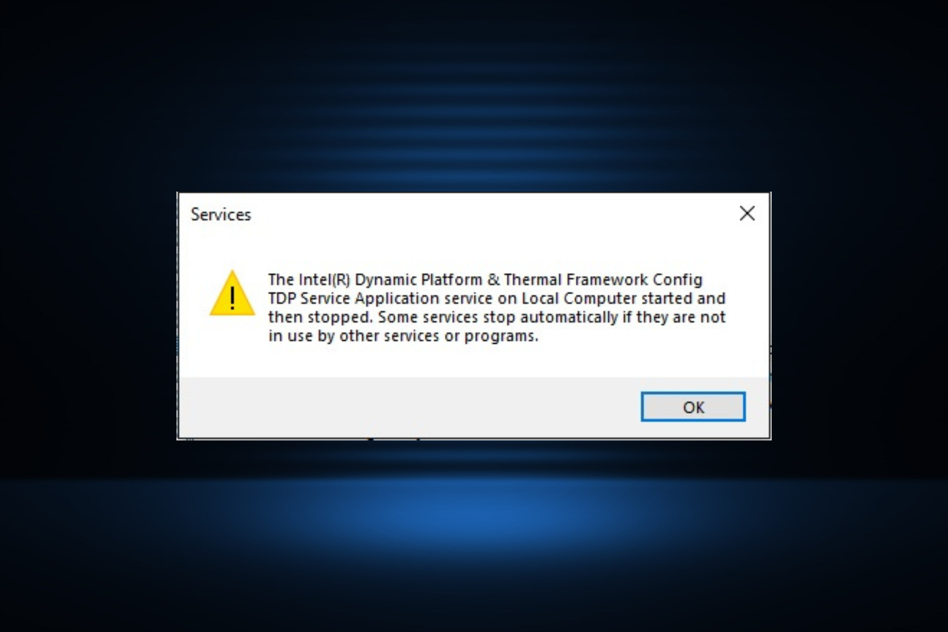 fix intel dynamic platform and thermal framework utility application has stopped working in Windows