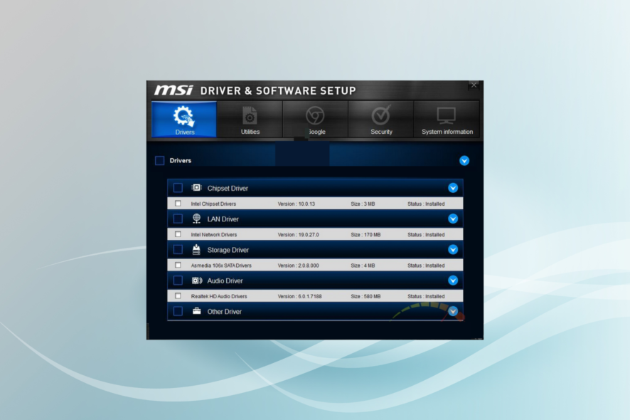 fix msi driver and software setup stuck in Windows