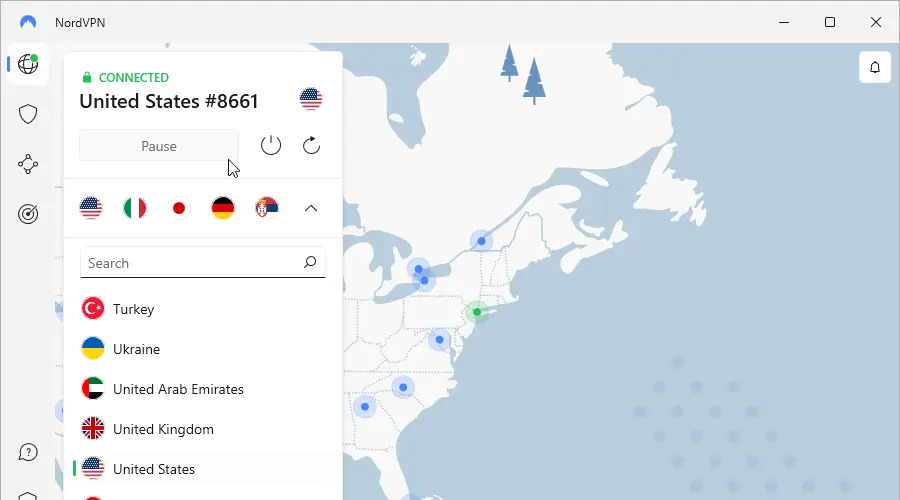 Nordvpn conectado a EE. UU.