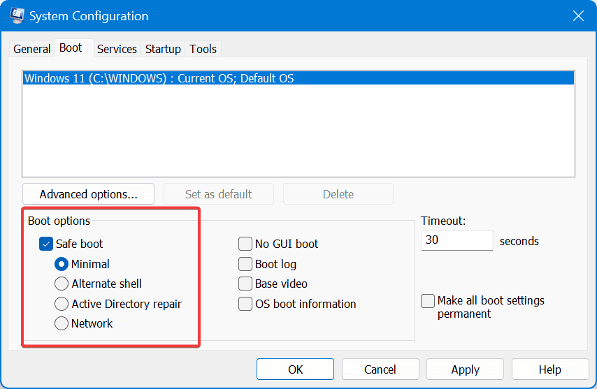 system configurations safe boot