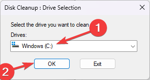 C drive select Disk cleanup