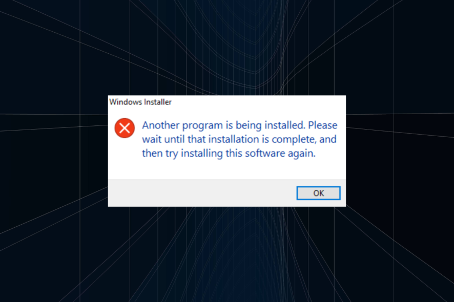 fix another program is being installed error in Windows