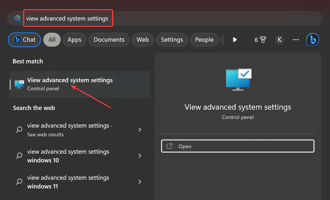 view advanced system settings