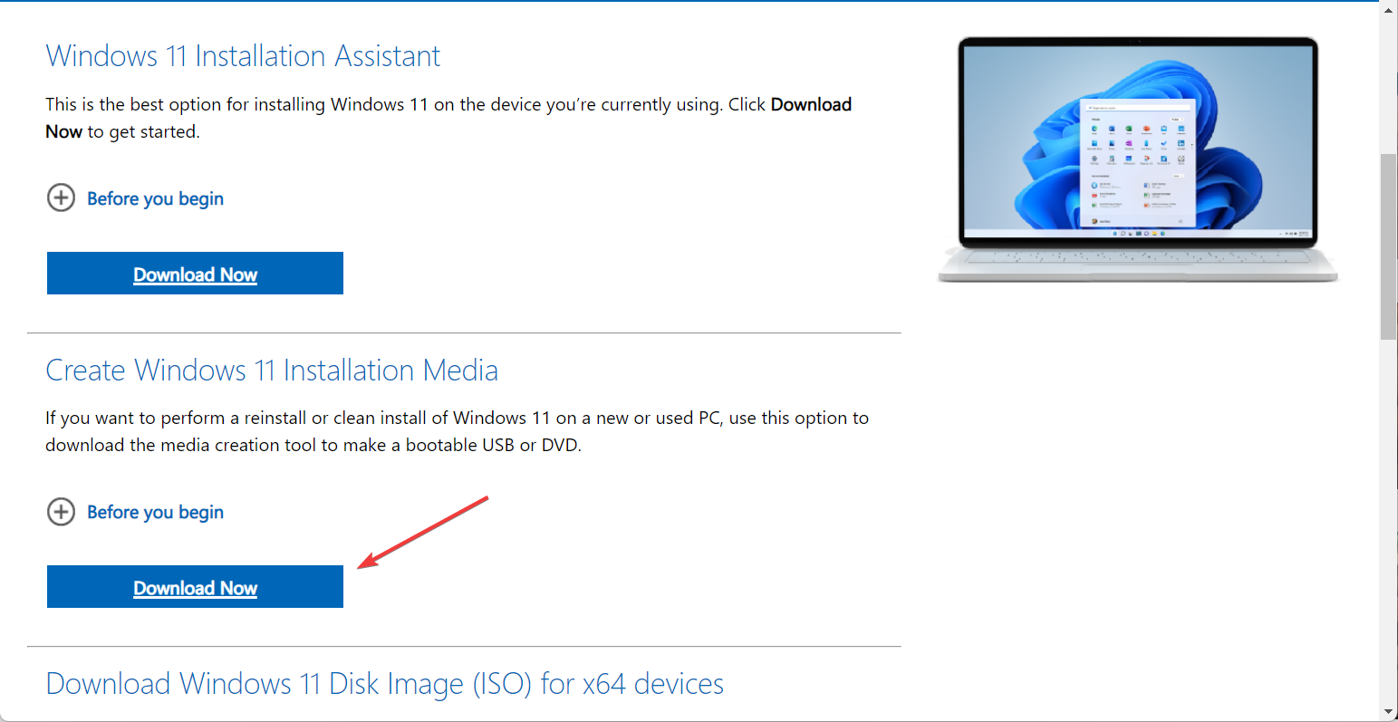 Download Windows media creation tool
