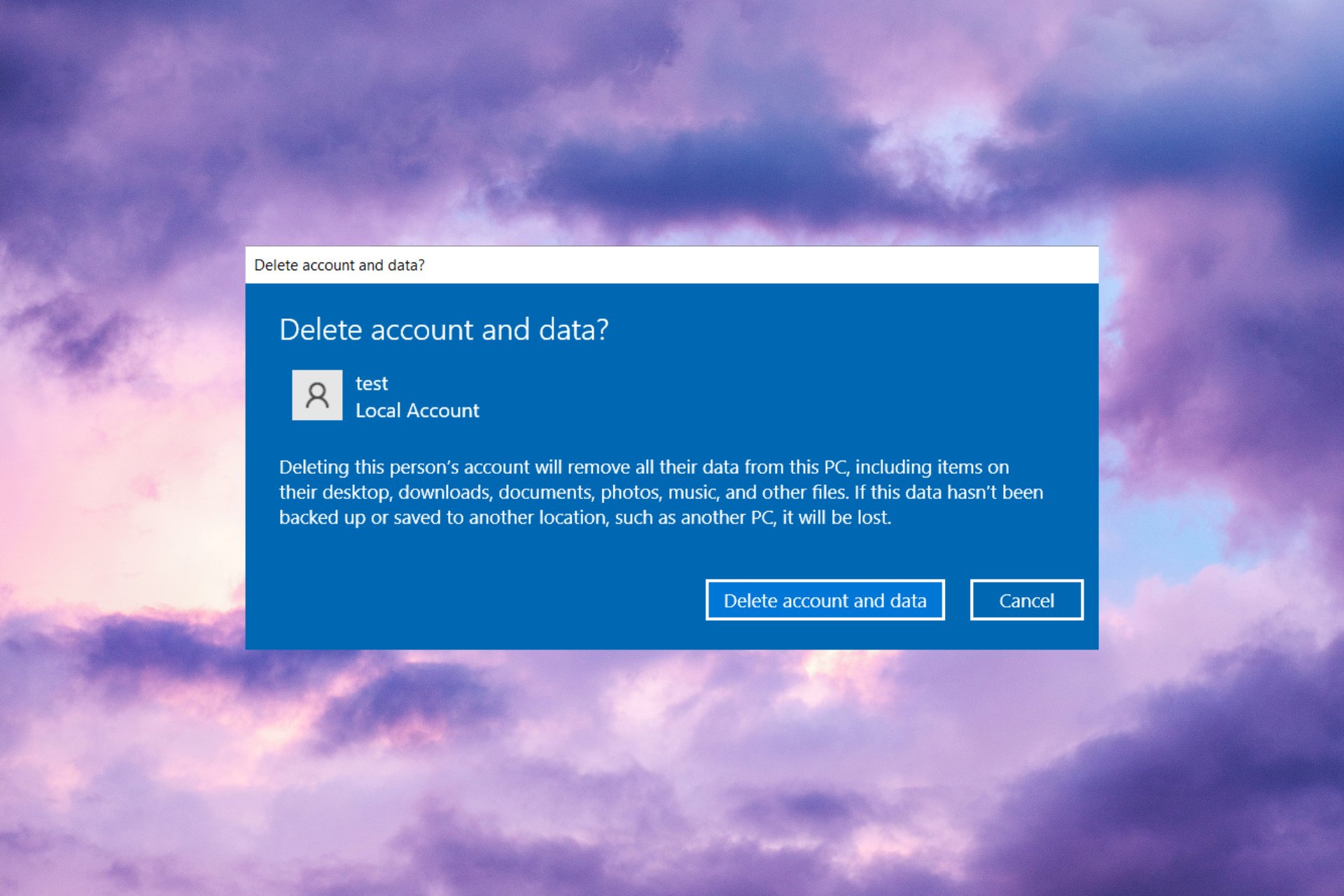 How to delete user profile on Windows 10